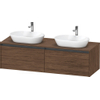 Duravit Ketho.2 Wastafelonderbouwkast - inclusief consoleplaat - met 2 laden - voor dubbele waskommen - 160x55x45.9cm - met handgrepen antraciet - donker noten SW771811