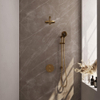 BRAUER Gold Edition douche thermostatique encastrée - 3 voies - rond - set 91 - douche principale de 20 cm - bras mural droit - douchette à main 3 positions - flexible de douche - barre de douche intégrée - or brossé PVD SW1159030