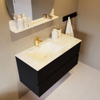 Mondiaz VICA-DLUX ensemble de meuble de salle de bain - 100cm - meuble sous-vasque urban - 2 tiroirs - lavabo encastré cloud gauche - 1 trou de robinet - version haute de 60cm - ostra SW1087201