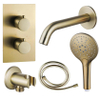 FugaFlow Eccelente Ensemble robinet de baignoire Acces - bec - 22cm raccourcissable - flexible lisse - douchette ronde - corps encastré - support mural - laiton brossé SW1469007