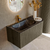 Mondiaz KURVE-DLUX Ensemble de meubles de salle de bains - 95x46x40cm - 1 tiroir - 1 porte - lavabo solid surface - gauche - 1 trou de robinet - Shadow SW1414644