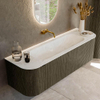 Mondiaz KURVE-DLUX Ensemble de meubles de salle de bains - 150x46x40cm - 1 tiroir - 2 portes - vasque solid surface - centrale - sans trou de robinet - Shadow SW1414053