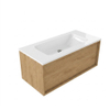 Saniclass Holz Frame Badkamermeubelset - 100x45x57.5cm - Torino solid surface wastafel wit - zonder kraangat - 1 lade - mat eiken natural (hout) SW1478659