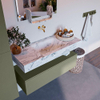 Mondiaz ALAN-DLUX Ensemble de meuble - 110cm - meuble Army mat - 1 tiroir - Lavabo Cloud Glace suspendu - vasque Centre - 0 trous de robinet SW805882