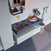 Mondiaz ALAN-DLUX Ensemble de meuble - 120cm - meuble Clay mat - 1 tiroir - Lavabo Cloud Lava suspendu - vasque Gauche - 0 trous de robinet SW808570