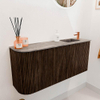 Mondiaz JOYA-DLUX 91.6cm toiletmeubel - ronding links kleur Walnut - Wastafel FAYE positie Rechts 1 kraangat kleur Oza. SW1424609