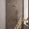 BRAUER Gold Edition douche thermostatique encastrée - 3 voies - rond - ensemble 87 - douche principale de 20 cm - bras mural courbé - douchette à main - flexible de douche - barre de douche intégrée - or brossé PVD SW1159035
