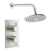 Crosswater MPRO Ensemble de douche de tête encastré - 2 poignées - pomme de douche 20 cm - bras mural - inox brossé SW1472593