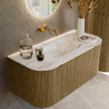 Mondiaz KURVE-DLUX Ensemble de meuble salle de bain - 100x46x40cm - 1 tiroir - 2 portes - lavabo en solid surface - milieu - sans trou de robinet - Dusk SW1415442