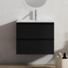 Adema Chaci Badmeubelset 60x46x57cm met 2 greeploze lades met Wit keramische wastafel inclusief 1 kraangat met overloop Zwart mat SW721285 Adema Chaci Badmeubelset 60x46x57cm met 2 greeploze lades met Wit keramische wastafel inclusief 1 kraangat met overloop Zwart mat SW721285
