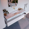 Mondiaz ALAN-DLUX Ensemble de meuble - 150cm - meuble Cale mat - 1 tiroir - Lavabo Cloud Glace suspendu - vasque Centre - 0 trous de robinet SW805733
