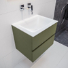 MONDIAZ VICA Badkamermeubelset - 60cm - 2 lades - wasbak Cloud midden - 0 kraangaten - solid surface army SW410068
