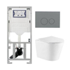 QeramiQ Dely Toiletset - 36.3x51.7cm - diepspoel - rimless - Geberit UP320 inbouwreservoir - met Burda frame - softclose toiletzitting - bedieningsplaat licht grijs - ronde knoppen - wit mat SW1164793