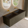 Mondiaz KURVE Ensemble de meuble de salle de bains - 120x46x40cm - 1 tiroir - lavabo solid surface - double - sans trou de robinet - Shadow SW1414274