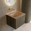 MONDIAZ KURVE-DLUX Meuble de salle de bains 50cm couleur Shadow avec 1 tiroir et 0 porte. Lavabo GRUNNE Central sans trou de robinet Arena. SW1431264