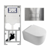 QeramiQ Dely Swirl Toiletset - 36.3x51.7cm - Geberit UP320 inbouwreservoir - met Burda frame - 35mm zitting - steel bedieningsplaat - rechthoekige knoppen - glans wit SW1138658