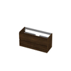 INK Wastafelonderkast - 100x40x52cm - 2 lades - greeploos - met houten keerlijst - MFC - Koper eiken SW352221