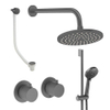Crosswater Module Regendoucheset inbouw - 2 hendels - badafvoer - 20cm douchekop - handdouche - glijstang - wandarm - gunmetal SW1472439