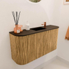 Mondiaz JOYA 83.2cm toiletmeubel - ronding links en rechts kleur Oak - Wastafel FAYE positie Midden 1 kraangat kleur Urban. SW1421235