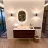 Mondiaz CIRO-DLUX Meuble de salle de bains - 120x45x50cm - Plan vasque solid surface Frappe - 1 lavabo à gauche - 1 trou de robinet - 2 tiroirs - Ruby SW1531289