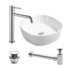 FugaFlow Eccelente Arredo vasque à poser 44x44x13.5cm avec robinet et vidange bas Carré porcelaine Chrome SW1125286