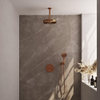 BRAUER Stripe Douche de pluie thermostatique encastrée - 3 voies - ronde - SET 42 - pomme de douche 25cm - bras de plafond - douchette 3 positions - flexible de douche - coude mural - cuivre brossé PVD SW1434941