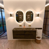 Mondiaz CIRO-DLUX Ensemble de meubles de salle de bains - 130x45x50cm - Lavabo solid surface Lava - 2 vasques double - sans trous de robinet - 4 tiroirs - Shadow SW1532275