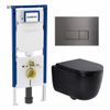 QeramiQ Dely Swirl Toiletset - 36.3x51.7cm - Geberit UP720 Duofix Sigma inbouwreservoir - 35mm zitting - bedieningsplaat gunmetal - rechthoekige knoppen - mat zwart SW1413970