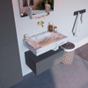 Mondiaz ALAN-DLUX Ensemble de meuble - 70cm - meuble Plata mat - 1 tiroir - Lavabo Cloud Glace suspendu - vasque Centre - 0 trous de robinet SW806090