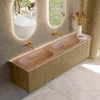 MONDIAZ KURVE-DLUX 175cm meuble de salle de bains avec arrondi à droite couleur Dusk avec 2 tiroirs et 1 porte. Lavabo STOR SMALL Double / Gauche sans trou de robinet Saba. SW1433397