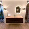 Mondiaz CIRO-DLUX Meuble de salle de bains - 160x45x50cm - vasque en solid surface Saba - 1 lavabo à droite - 1 trou de robinet - 4 tiroirs - Noyer SW1530699
