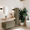 MONDIAZ THOR-DLUX Meuble de salle de bains 110cm arrondi gauche + droite couleur Shadow avec 1 tiroir et 2 portes. Vasque suspendue CLOUD Gauche 1 trou de robinet couleur Saba. SW1463042