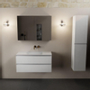 Mondiaz AIVY Ensemble de meuble - 100x45x50cm - 0 trous de robinet - 1 vasque Urban Solid surface - Centre - 2 tiroirs - avec armoire de toilette - MDF Talc SW892119