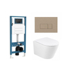 QeramiQ Dely Toiletset - inbouwreservoir Qeramiq Flush - 35mm zitting - kunststof taupe bedieningsplaat - rechthoekige knoppen - mat wit SW1579150