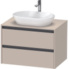 Duravit ketho 2 meuble sous lavabo avec plaque console et 2 tiroirs 80x55x56.8cm avec poignées anthracite taupe super mat SW772417