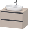 Duravit Ketho.2 Wastafelonderbouwkast - inclusief consoleplaat - met 2 laden - 80x55x56.8cm - met handgrepen antraciet - taupe supermat SW772417