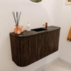 Mondiaz JOYA-DLUX 83.2cm toiletmeubel - ronding links en rechts kleur Walnut - Wastafel FAYE positie Midden 1 kraangat kleur Lava. SW1422496
