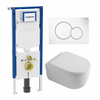 QeramiQ Dely Swirl Toiletset - 36.5x53cm - Geberit UP720 Duofix Sigma inbouwreservoir - 35mm zitting - bedieningsplaat Sigma wit - ronde knoppen - glans wit SW1413204