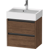 Duravit Ketho.2 Wastafelonderbouwkast - met 2 laden - 58.4x39x54.9cm - met grepen antracietdonker - mat noten (donker) (hout) SW772734