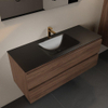 Mondiaz AIVY Ensemble de meuble - 120x45x50cm - 1 trou de robinet - 1 vasque Urban Solid surface - Centre - 2 tiroirs - avec miroir - Melamine Mocha SW892318