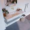 Mondiaz ALAN-DLUX Ensemble de meuble - 110cm - meuble Frappe mat - 0 tiroirs - Lavabo Cloud Frappe suspendu - vasque Centre - 0 trous de robinet SW808979