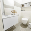 MONDIAZ OLAN Toiletmeubel 80x30x40cm met 0 kraangaten 1 lades talc mat Wastafel Lex links Solid Surface Wit SW473192