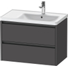 Duravit Ketho.2 Wastafelonderbouwkast - met 2 laden - voor waskom rechts - 78.4x45.5x54.9cm - met grepen antraciet - grafiet mat SW772099