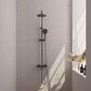 Brauer Gunmetal Edition Ensemble de douche pluie à poser - douche principale 20 cm - glissière - douchette ronde 3 positions - boutons lisses - PVD - gunmetal brossé SW1164694