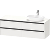 Duravit Ketho.2 Wastafelonderbouwkast - inclusief consoleplaat - met 4 laden - voor waskom rechts - 160x55x56.8cm - met handgrepen antraciet - wit mat SW772310