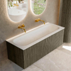 Ensemble de meuble de salle de bain Mondiaz KURVE - 120x46x40cm - 1 tiroir - lavabo en solid surface - milieu - sans trou de robinet - Shadow SW1414236