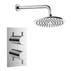 Crosswater MPRO Ensemble de douche de tête encastré - 2 poignées - pomme de douche 20 cm - bras mural - chrome SW1472589