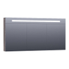 BRAUER Promise Deluxe armoire de toilette - 140x70x15cm - avec éclairage direct 3 portes miroir double face - Bois flotté SW499513
