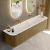 Mondiaz KURVE-DLUX Ensemble de meuble de salle de bains - 190x46x40cm - 2 tiroirs - 2 portes - lavabo solid surface - double - sans trou de robinet - Dusk SW1414954