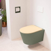 Mondiaz LAVIE hangtoilet – spoelrandloos – 36 x 53 cm – met softclose zitting – Army (groen), zitting Sand (beige) SW1208766